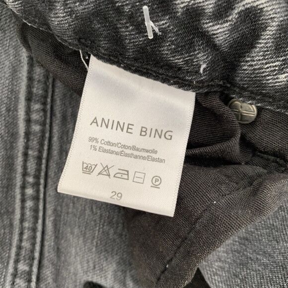 Anine Bing Lara Jean 29 Charcoal Black Ankle Kick Flare High Rise Button Luxury - Picture 10 of 14